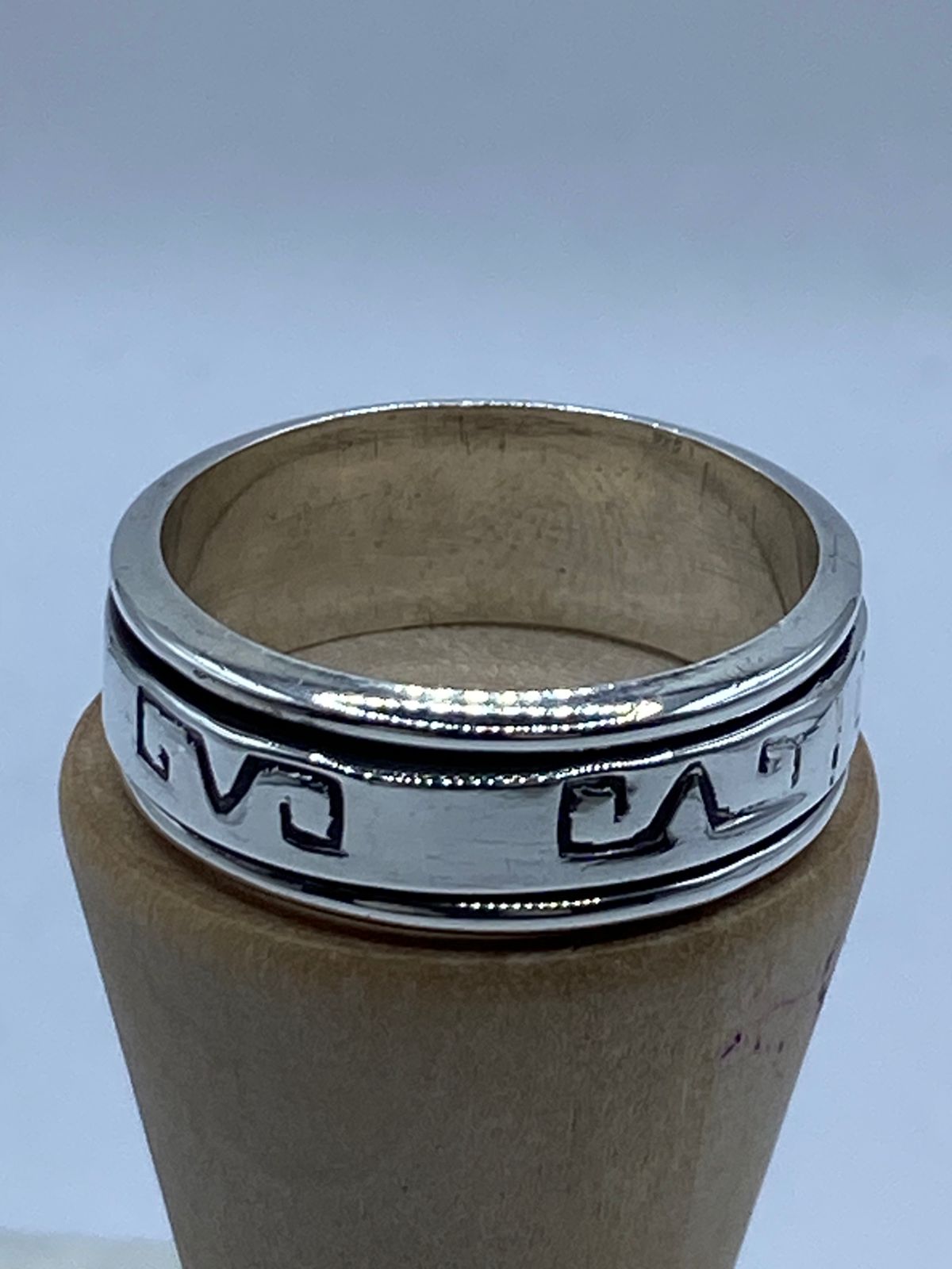 💍 Anillo Giratorio de Plata 925 con Grecas Prehispánicas