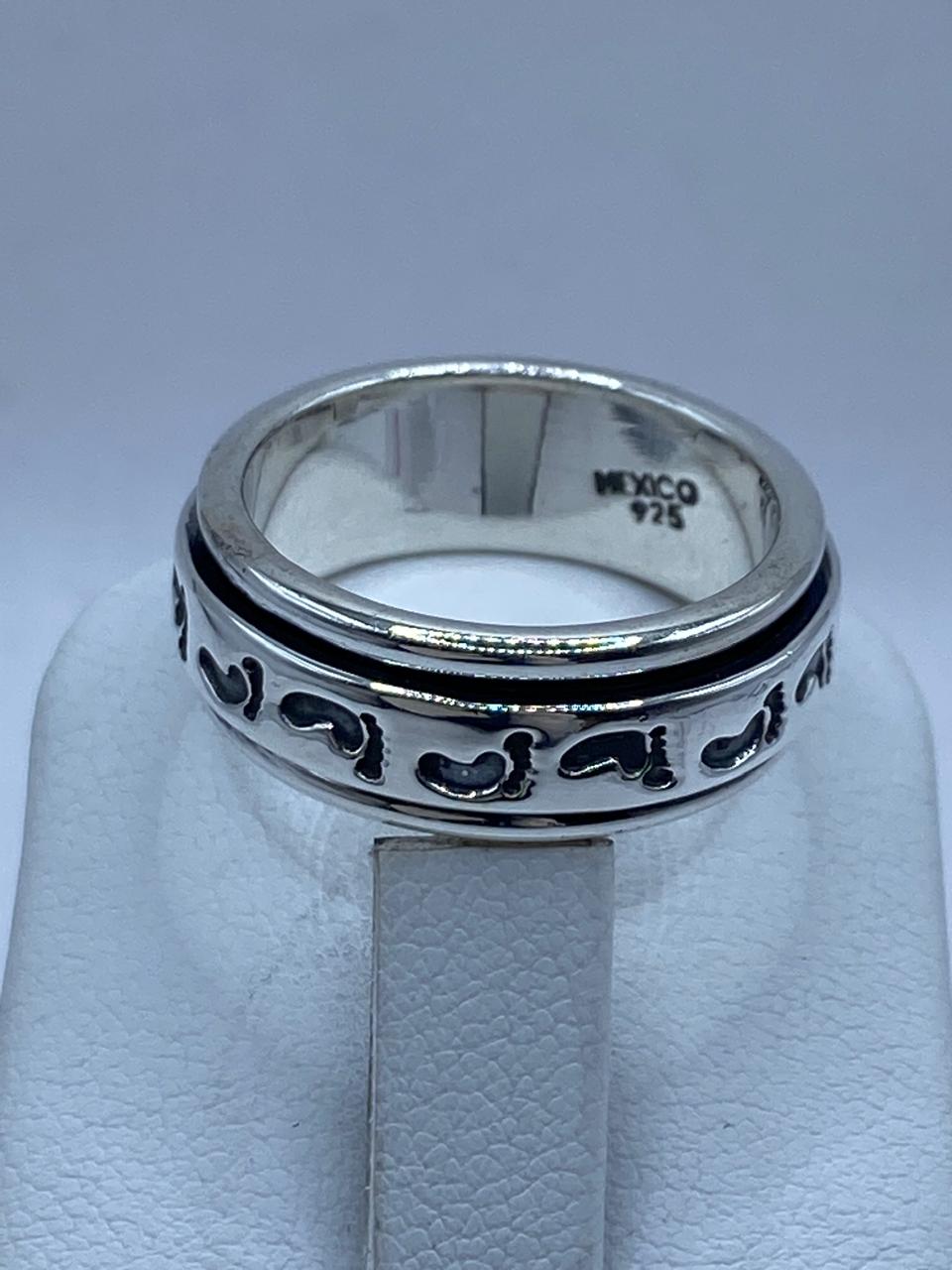 💍 Anillo Giratorio de Plata 925 con Huellas