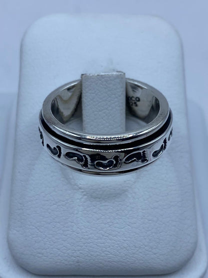 Anillo Giratorio de Plata 925 con Huellas, vista lateral