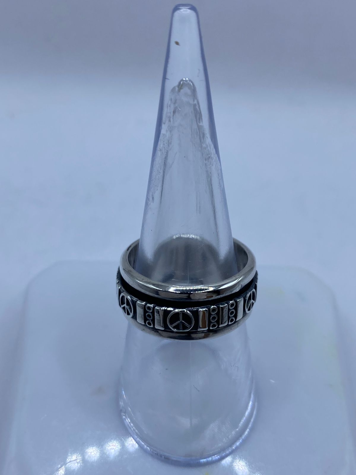 💍☮️ Anillo Giratorio de Plata 925 con Símbolos de Paz
