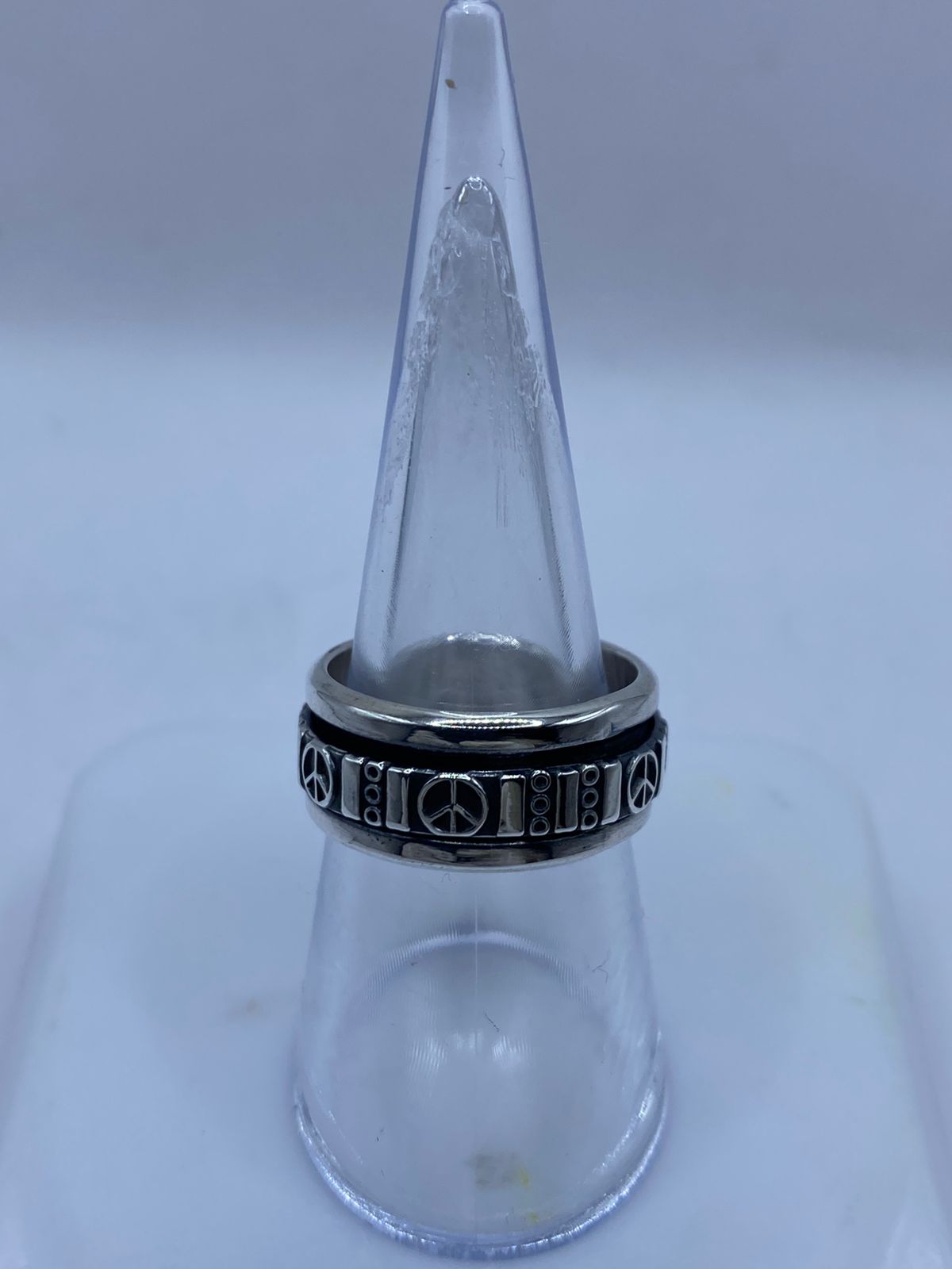 💍☮️ Anillo Giratorio de Plata 925 con Símbolos de Paz