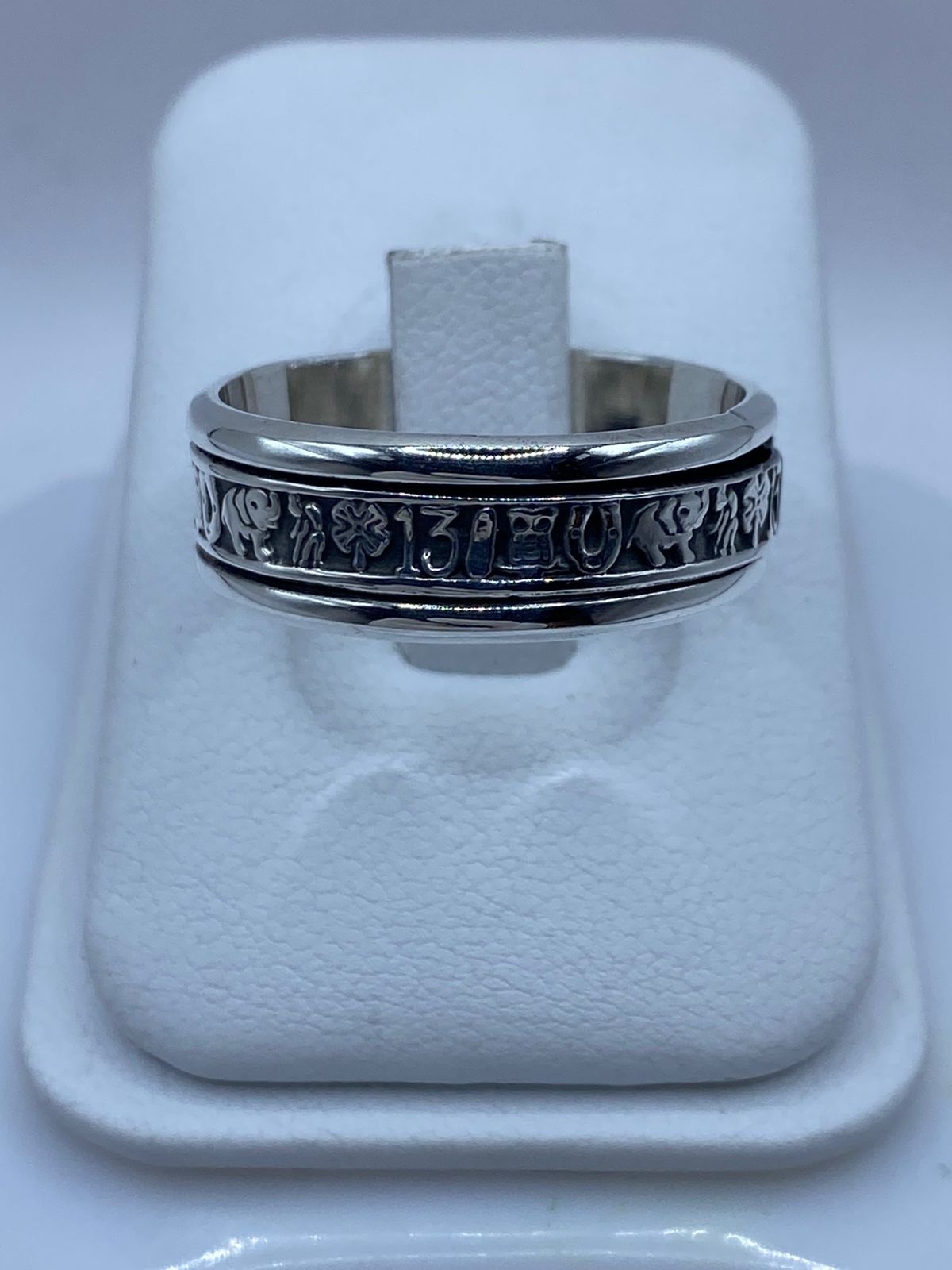 🍀 Anillo Giratorio de Plata 925 con Símbolos de la Suerte