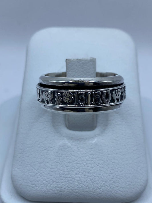 🍀 Anillo Giratorio de Plata 925 con Símbolos de la Suerte