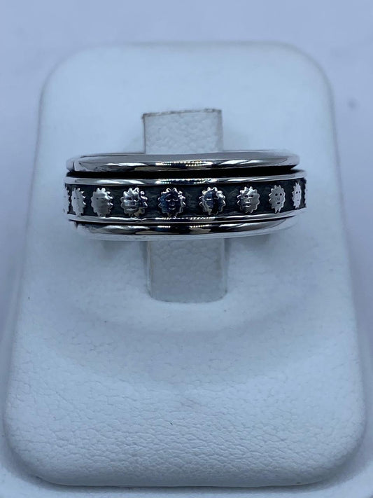 ☀️💍 Anillo Giratorio Soles Prehispánicos en Plata .925 — vista lateral
