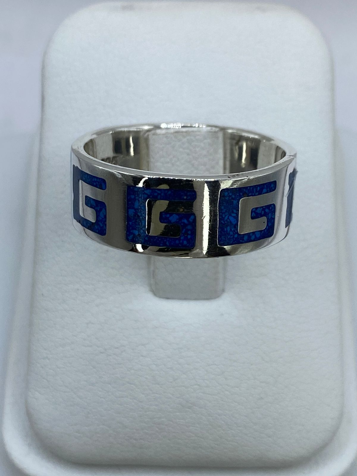 Anillo Greca Clásica en Plata .925 con Turquesa Natural