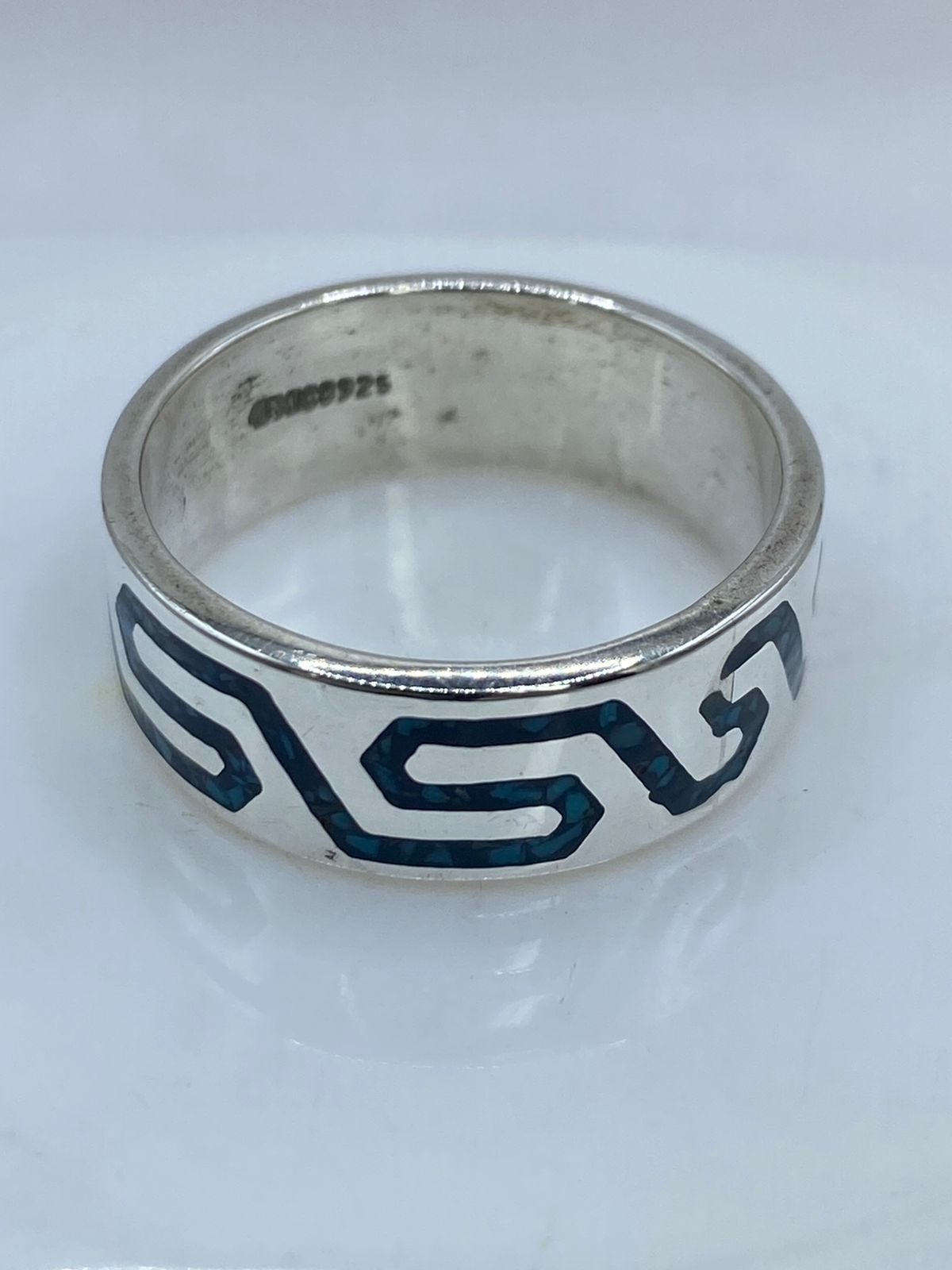 Anillo Greca Moderna en Plata .925 con Turquesa Natural