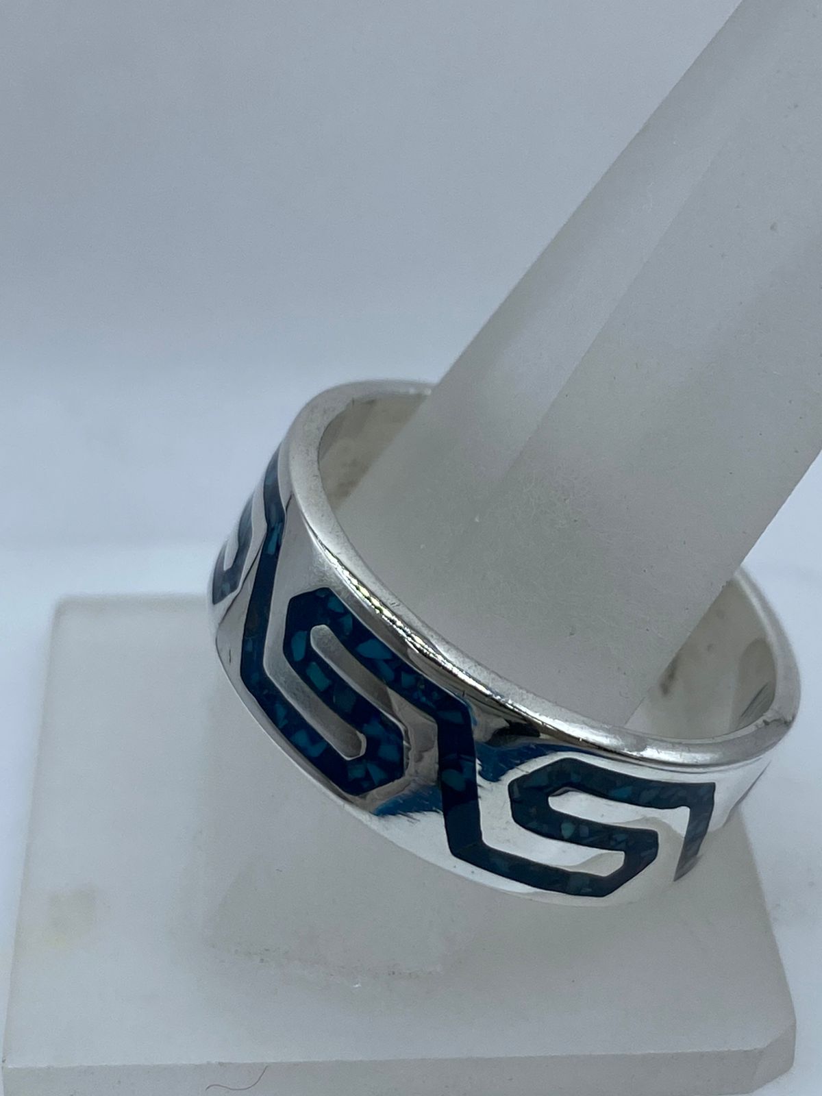 Anillo Greca Moderna en Plata .925 con Turquesa Natural