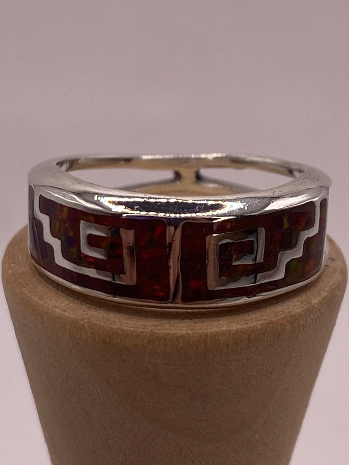 ✨ Anillo Greca de Plata 950 con Ópalo de Fuego