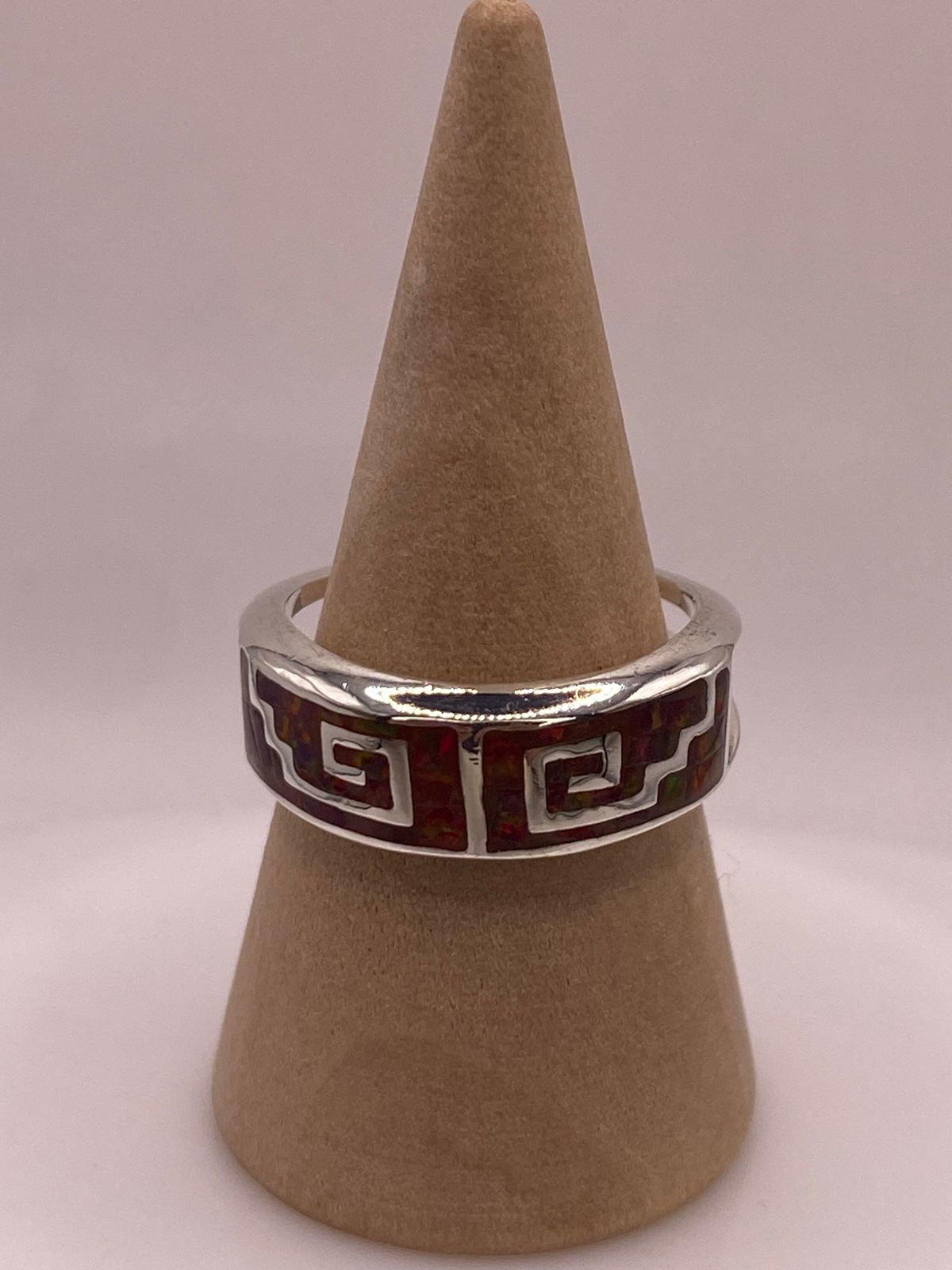 ✨ Anillo Greca de Plata 950 con Ópalo de Fuego