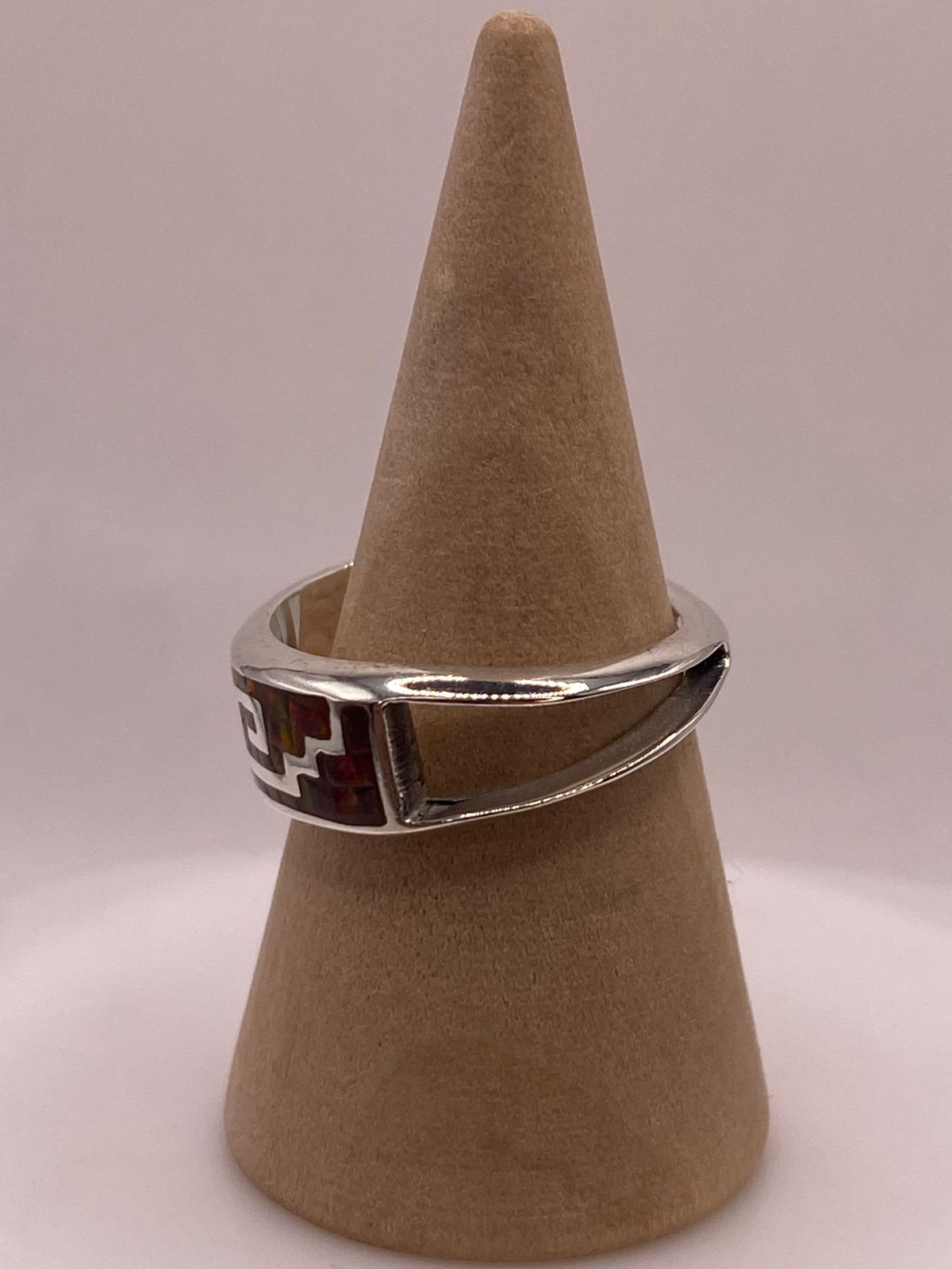 ✨ Anillo Greca de Plata 950 con Ópalo de Fuego