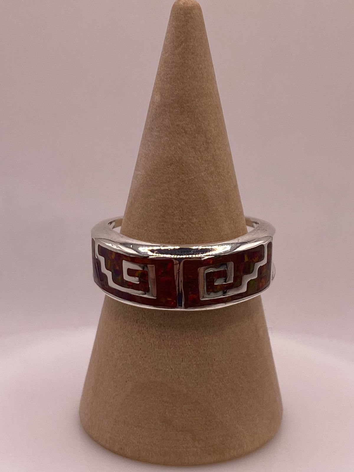 ✨ Anillo Greca de Plata 950 con Ópalo de Fuego