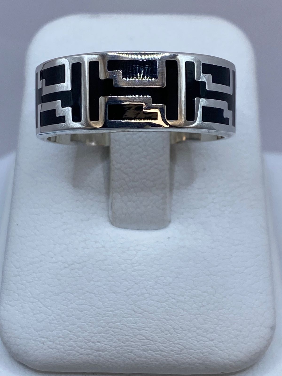 Anillo Greca Ancestral en Plata .925 con Obsidiana