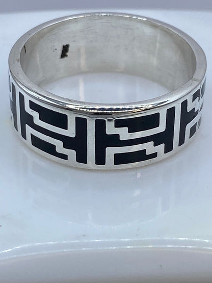 Anillo Greca Ancestral en Plata .925 con Obsidiana, vista lateral