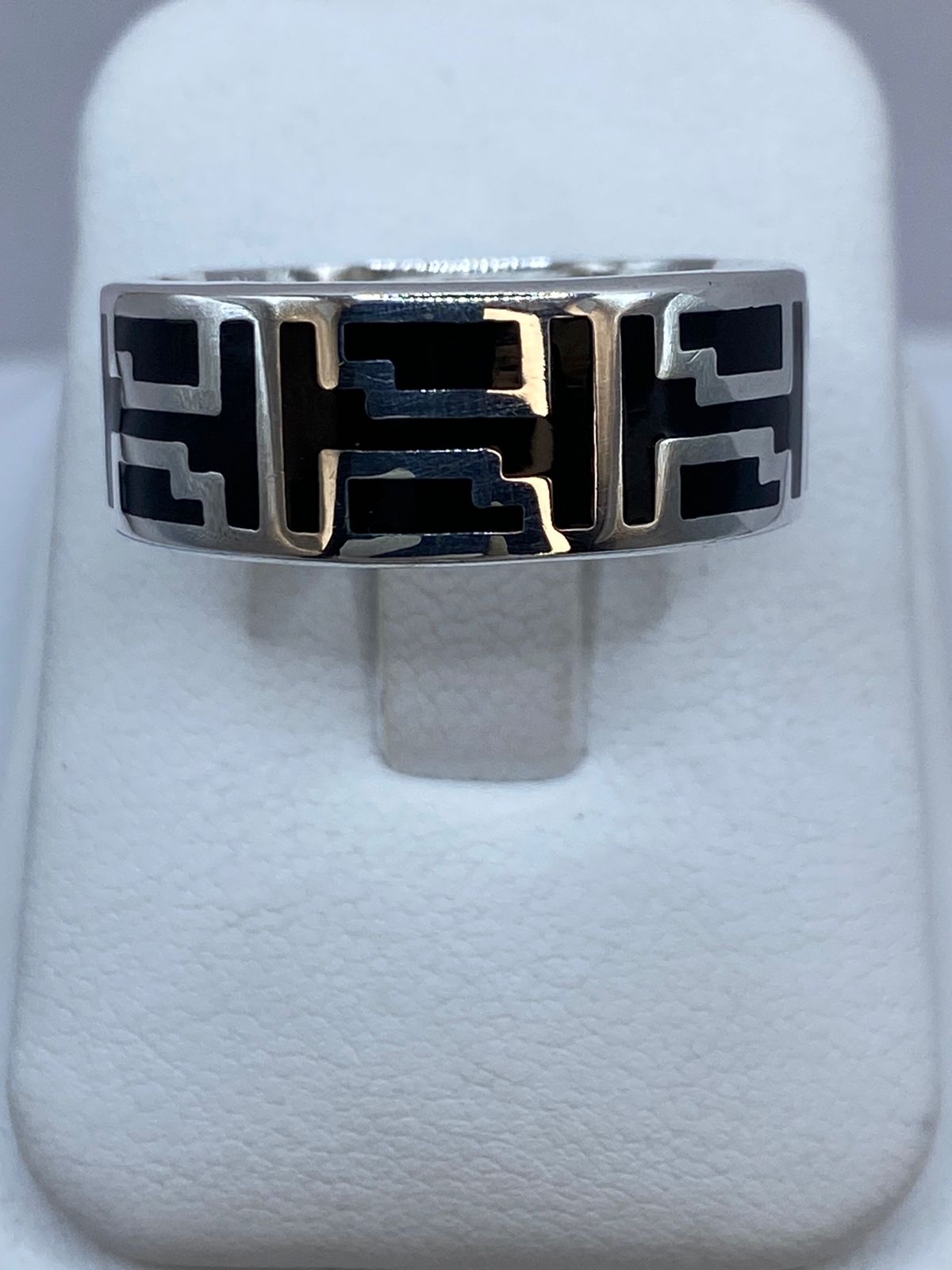 Anillo Greca Ancestral en Plata .925 con Obsidiana