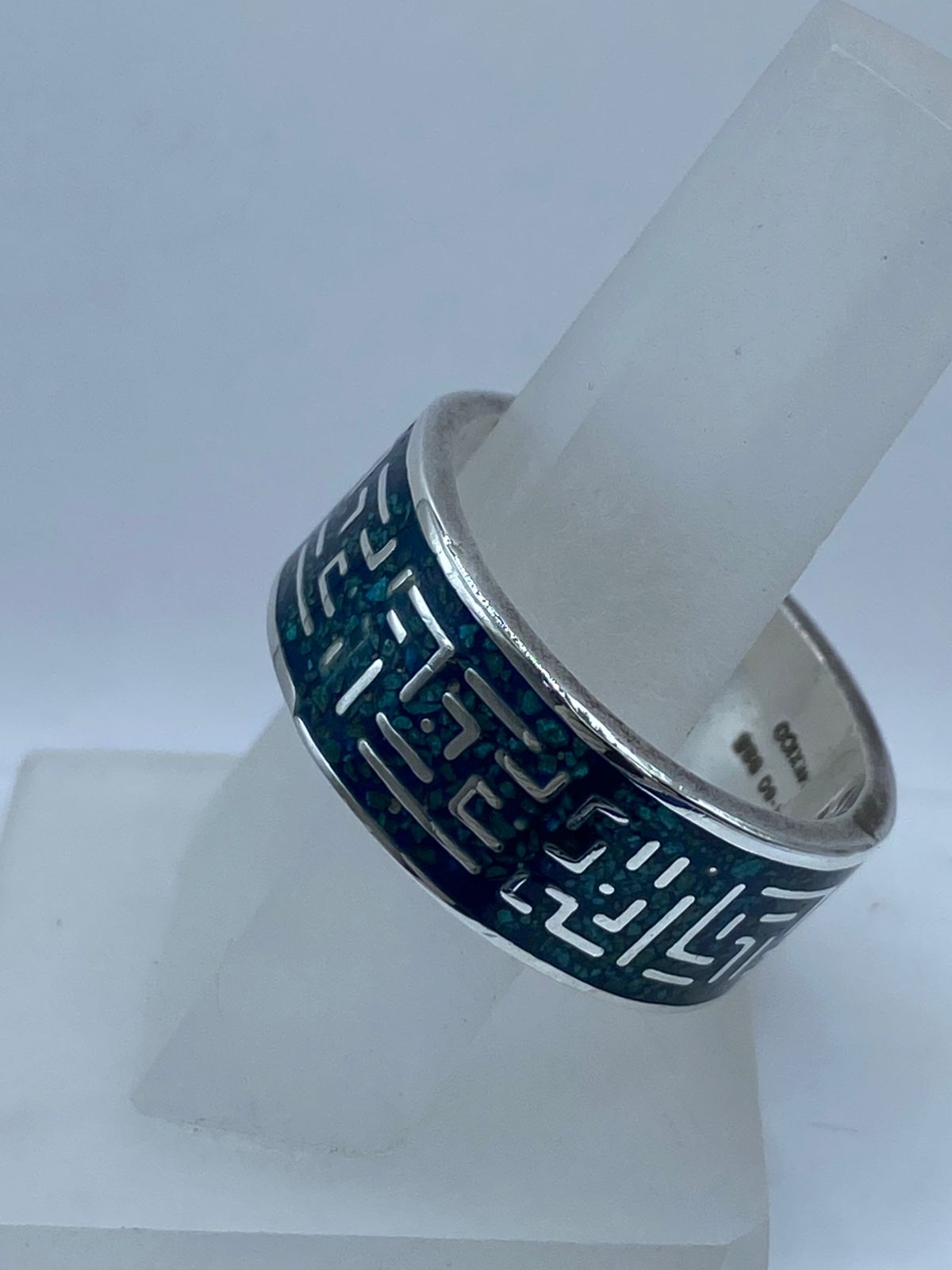 Anillo Greca Ancestral en Plata .925 con Turquesa Natural