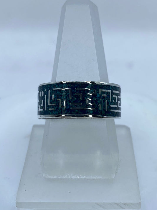 Anillo Greca Ancestral en Plata .925 con Turquesa Natural