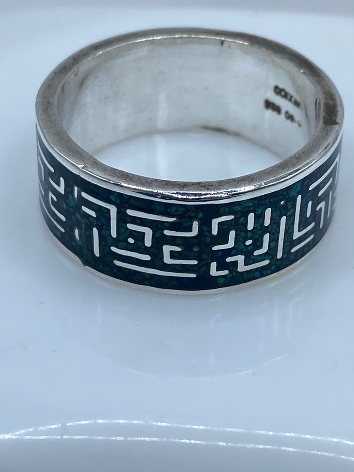 Anillo Greca Ancestral en Plata .925 con Turquesa Natural