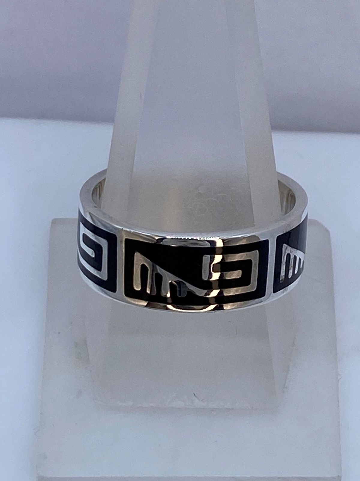 Anillo Greca Prehispánica de Plata .925