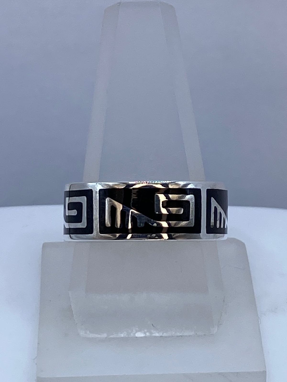 Anillo Greca Prehispánica de Plata .925