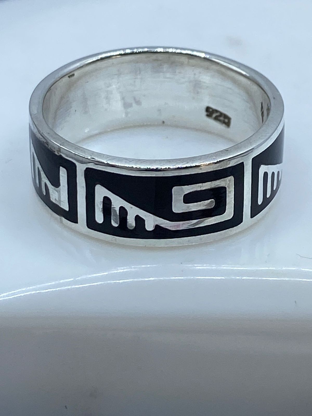 Anillo Greca Prehispánica de Plata .925