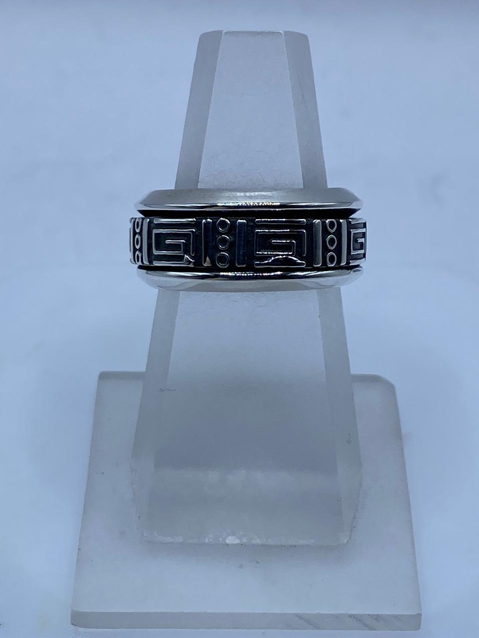 Anillo Grecas Prehispánicas Giratorio en Plata .925