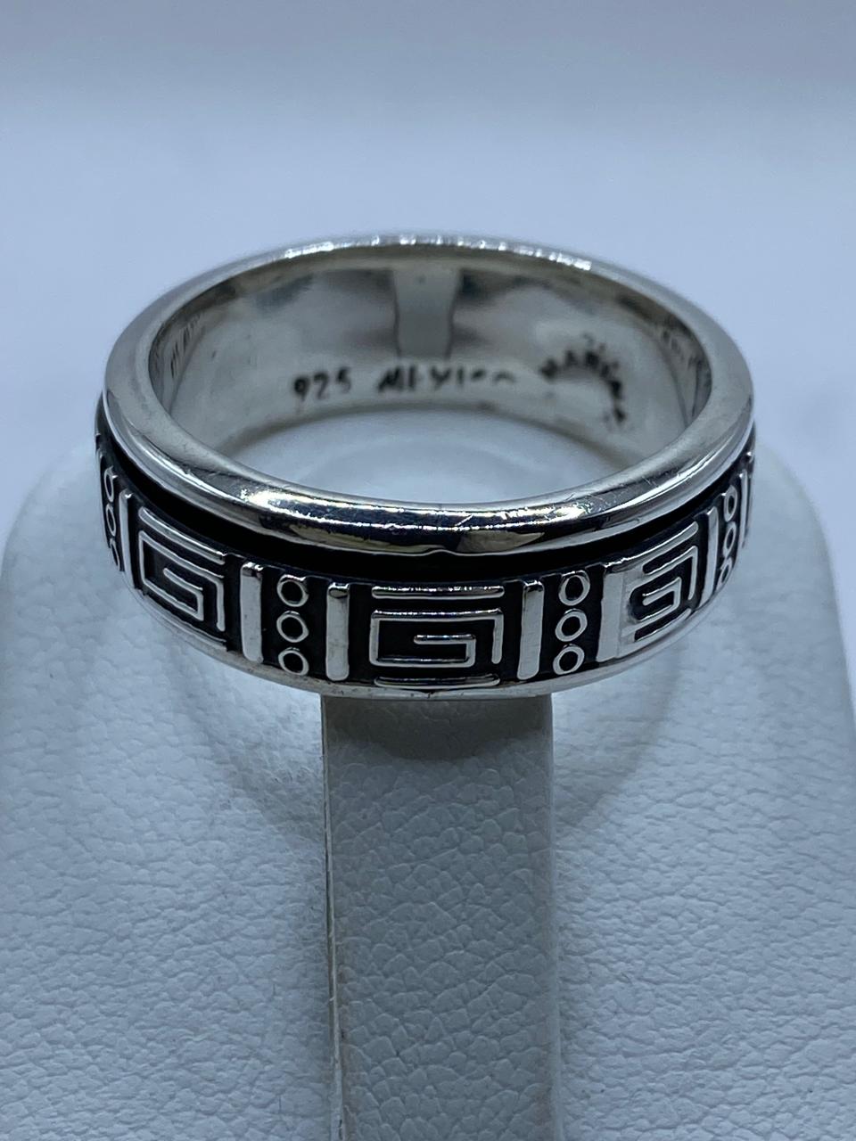 Anillo Grecas Prehispánicas Giratorio en Plata .926