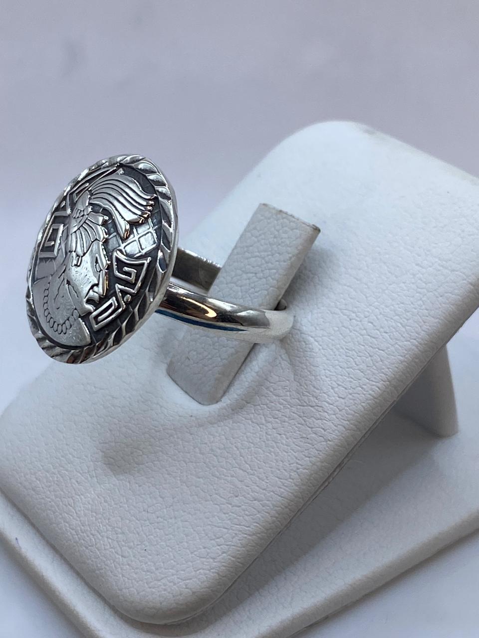 Anillo Guerrero Azteca en Plata .925