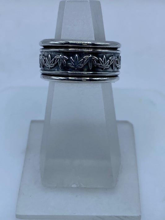 🍁anillo Hoja de Maple en Plata .925 — vista lateral