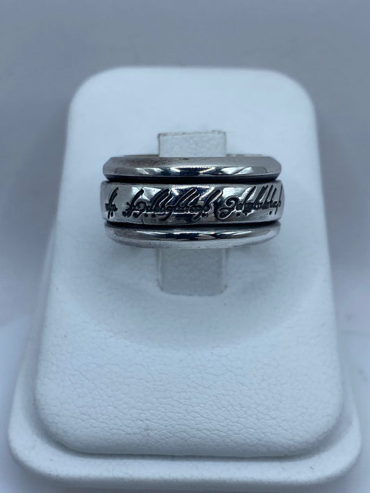 💍🔥 Anillo Inspirado en el Señor de los Anillos – Plata 925 con Inscripción Élfica — vista lateral