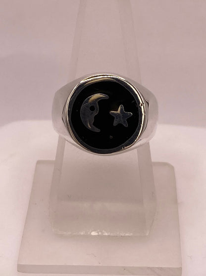 Anillo Luna y Estrella en Plata .925, vista frontal