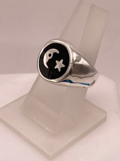 Anillo Luna y Estrella en Plata .925, sello de autenticidad Plata Ley .925