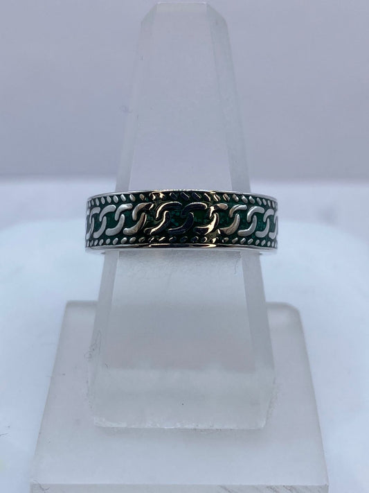 Anillo de Malaquita Entrelazada en Plata .925