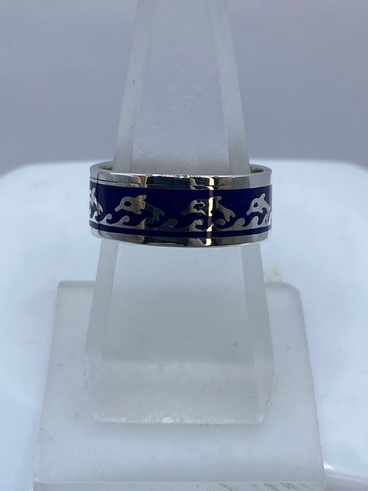 🌊 Anillo Marino con Delfines en Plata .925