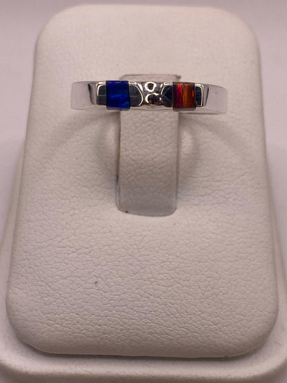 Anillo Minimalista de Plata 950 con Ópalo de Fuego, vista frontal