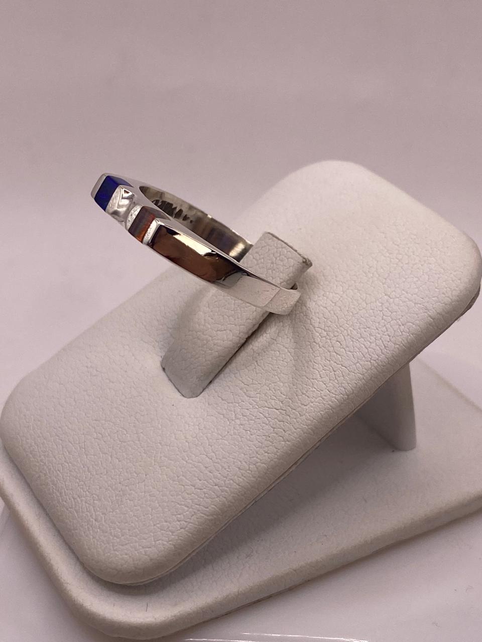 Anillo Minimalista de Plata 950 con Ópalo de Fuego