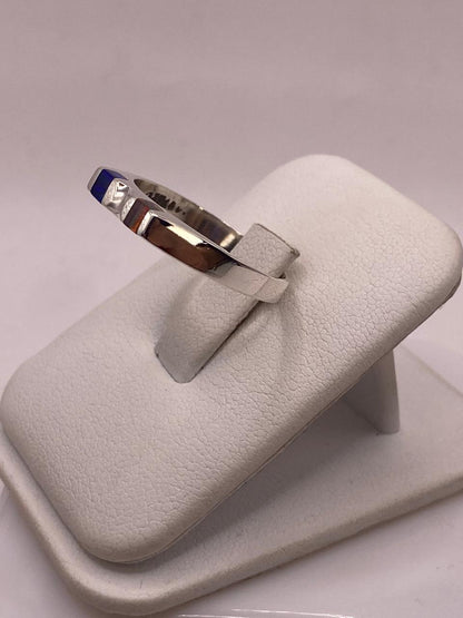 Anillo Minimalista de Plata 950 con Ópalo de Fuego, vista lateral