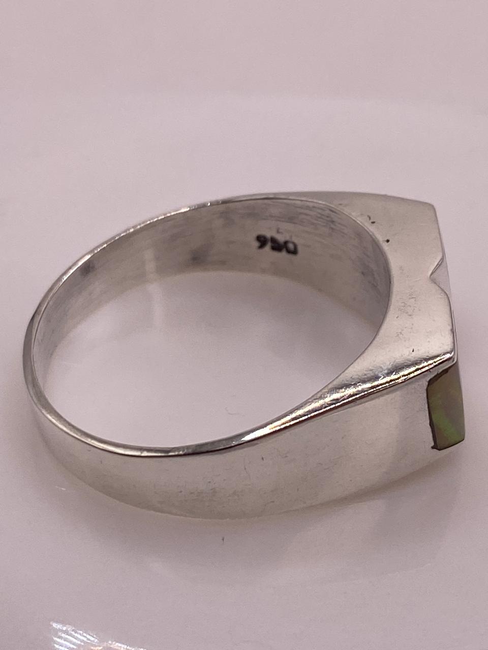 Anillo Moderno Geométrico de Plata 950 con Ópalo de Fuego