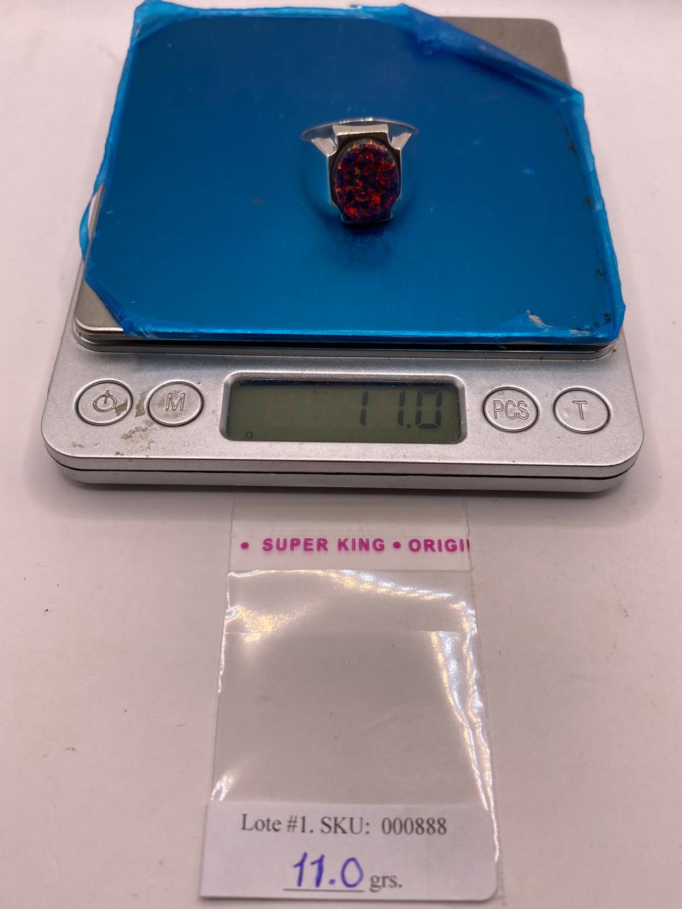 Anillo Montura Ovalada Contemporánea Plata Ley 950 con Ópalo de Fuego