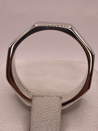 Anillo Octagonal Pulido en Plata .925, vista superior