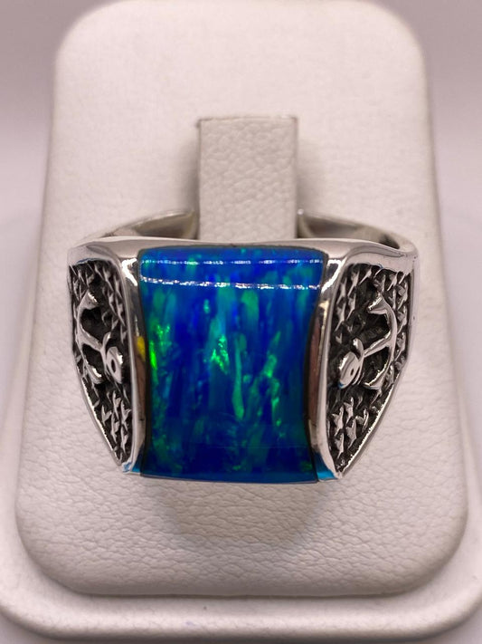 💙⚓ Anillo de Ópalo Azul con Detalle de Ancla en Plata .925 — imagen 9