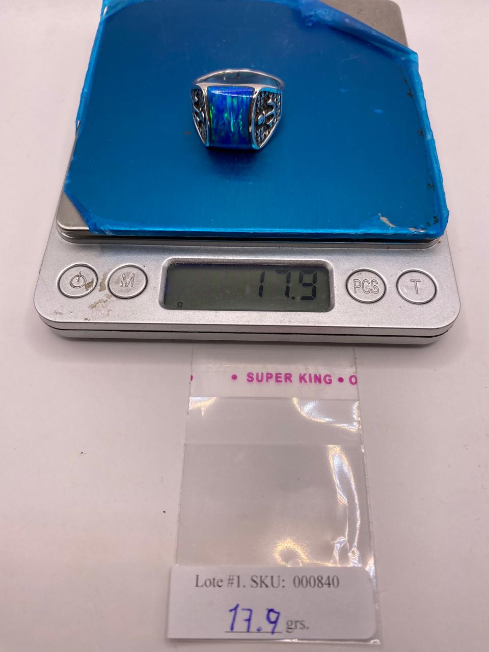 💙⚓ Anillo de Ópalo Azul con Detalle de Ancla en Plata .925