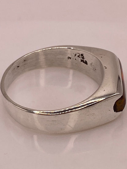 Anillo con Ópalo de Fuego en Barra Multicolor en Plata .925