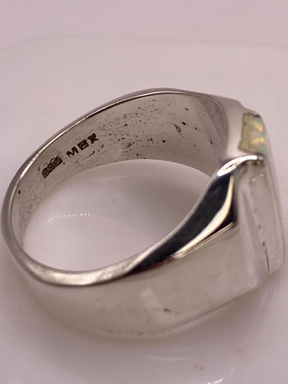 🔥 Anillo con Ópalo de Fuego y Placas Laterales Plata Ley 950