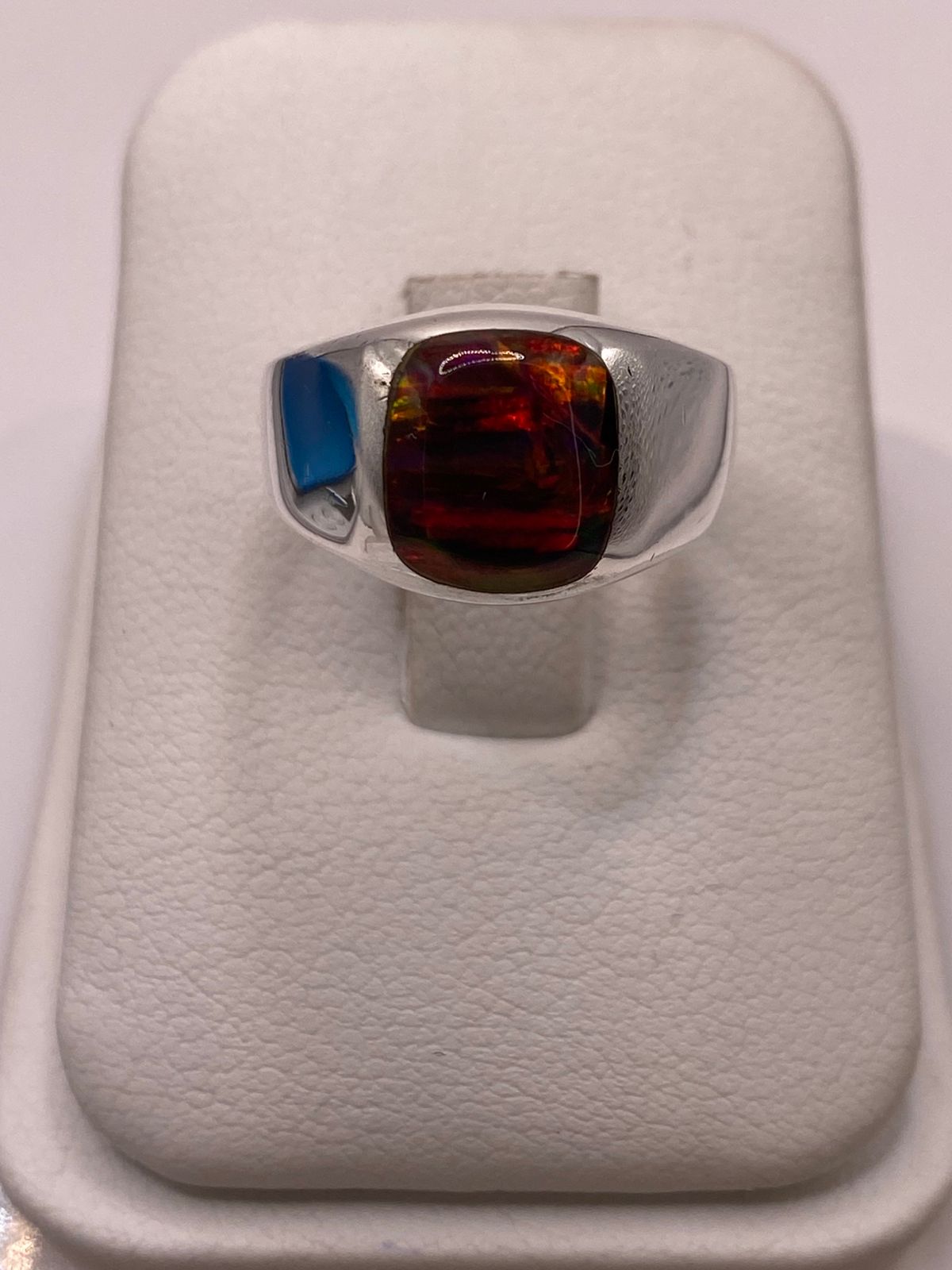 🔥💎 Anillo de Ópalo de Fuego Rojo‑Naranja en Plata Ley 950