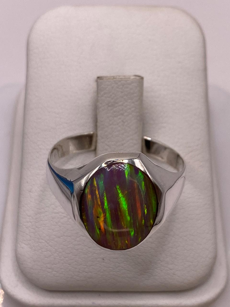 💎✨ Anillo de Ópalo de Fuego Ovalado en Plata Ley 950