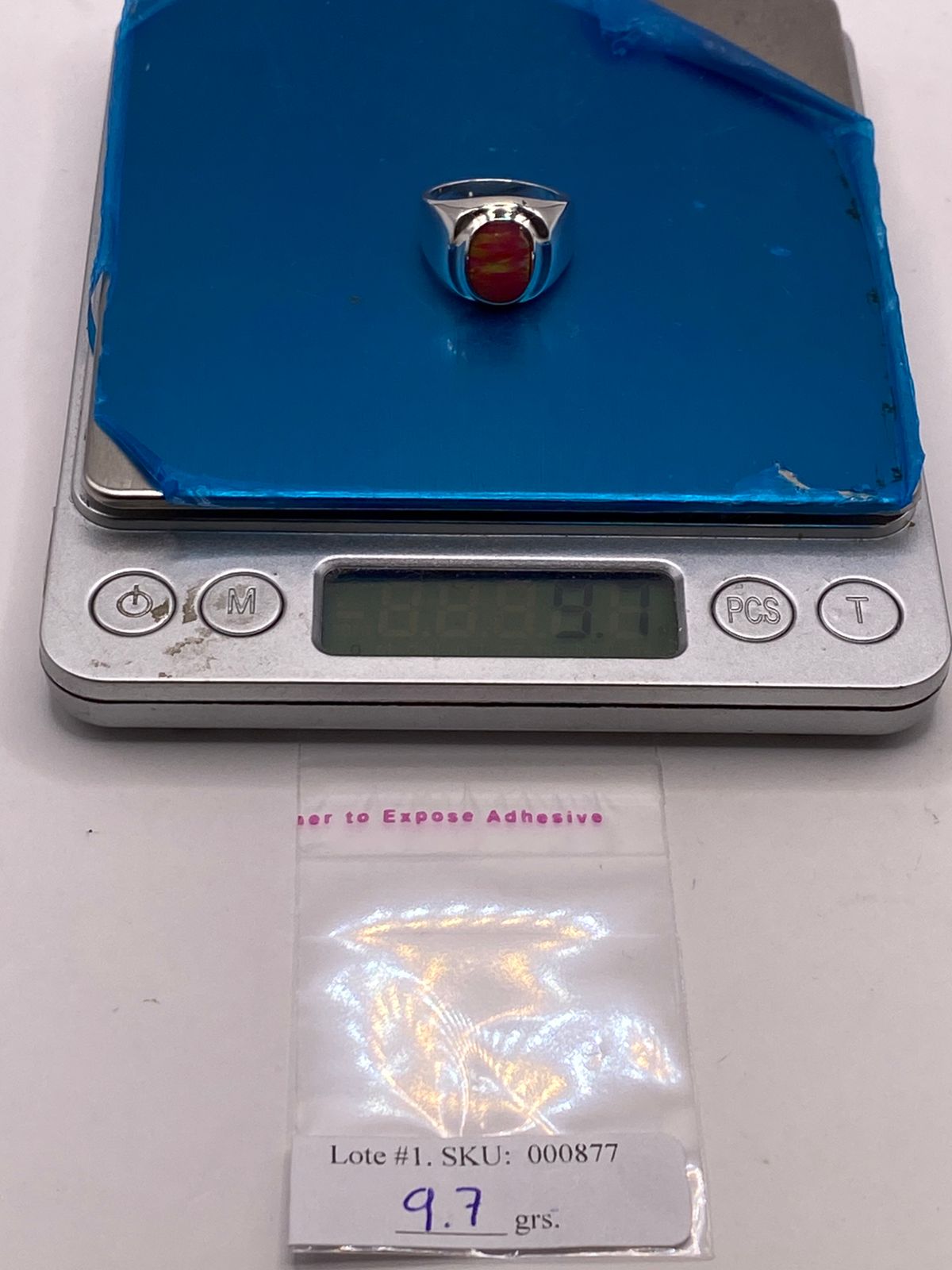 Anillo Ovalado Plata Ley 925 con Piedra Ópalo de Fuego