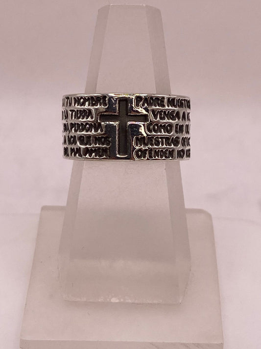 ✝️🙏 Anillo Padre Nuestro con Cruz en Plata .92