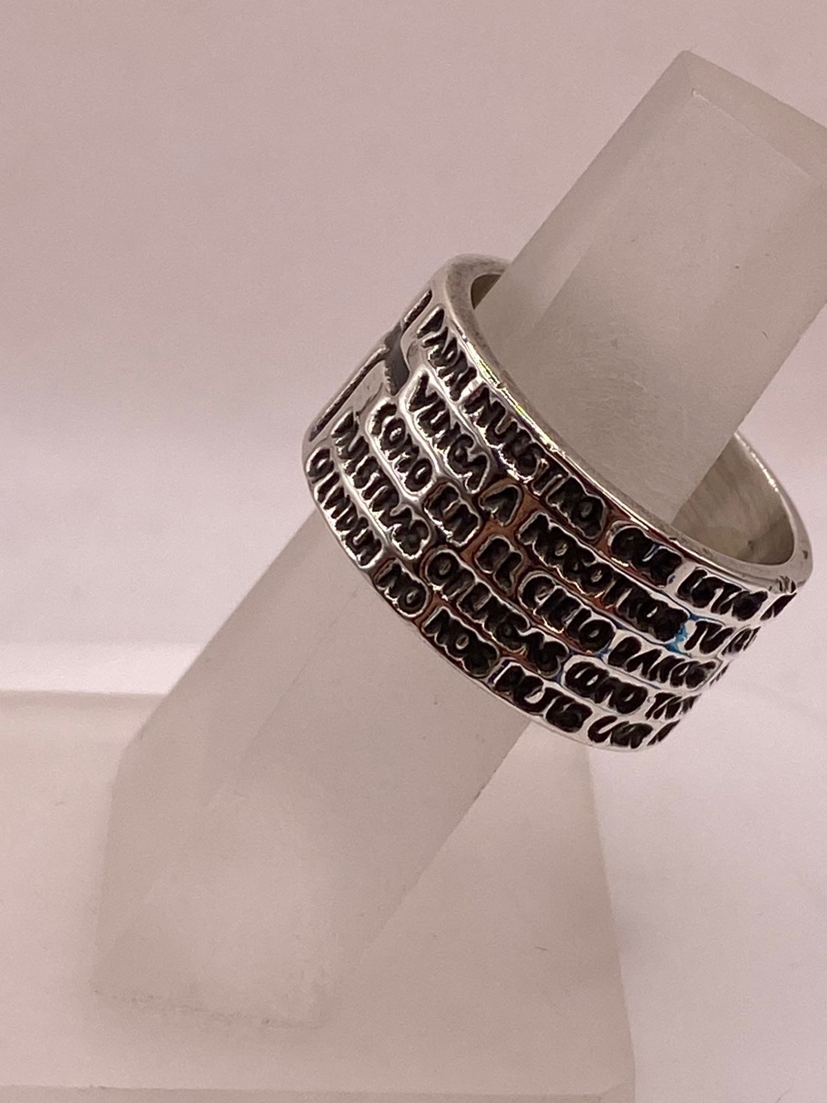 ✝️🙏 Anillo Padre Nuestro con Cruz en Plata .92