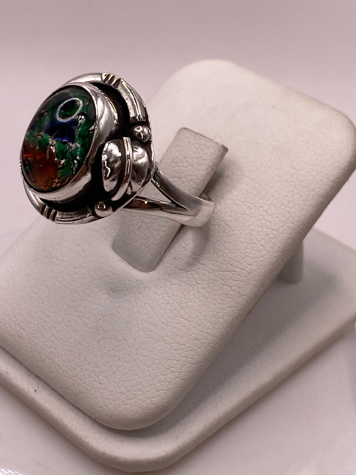 🔥 Anillo con Piedra Ópalo de Fuego Ovalada en Plata Ley 925