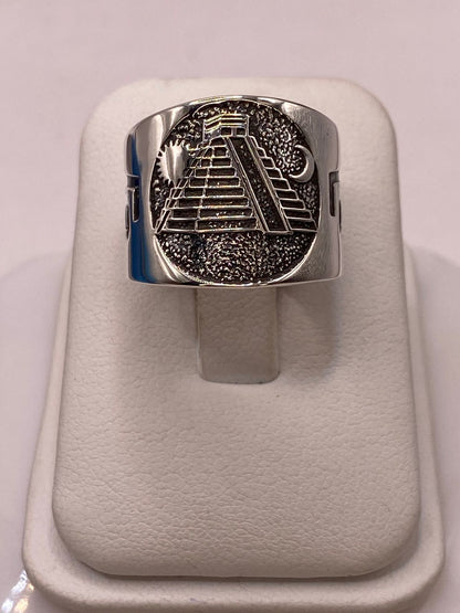 Anillo con Pirámide y Sol/Luna en Plata .925 , vista superior